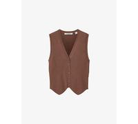 Allsaints Womens Allsaints Cruz V-Neck Ribbed Knitted Waistcoat Penny Brown M