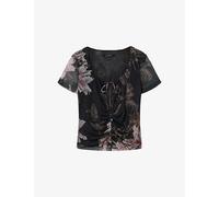 Allsaints Womens Allsaints Gabby Floral-Print Stretch-Mesh Top Crystal Black 16