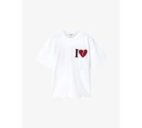 Allsaints Womens Allsaints Heart Etta Heart-Embroidered Cotton T-Shirt Optic White S