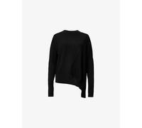 Allsaints Womens Allsaints Isla Crewneck Asymmetric-Hem Merino-Wool Jumper Black XS