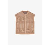 Allsaints Womens Allsaints Kyra Branded Cotton-Crochet Waistcoat Plaster Pink M