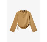 Allsaints Womens Allsaints Leslie Draped Long-Sleeve Woven Top Golden Brown 8