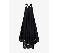 Allsaints Womens Allsaints Lil Embroidered-Trim Asymmetric-Hem Cotton Maxi Dress Black 10