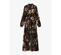 Allsaints Womens Allsaints Maria Floral-Print Woven Midi Dress Hazed Black 6