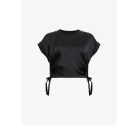 Allsaints Womens Allsaints Mira Cropped Stretch-Satin Top Black S