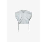 Allsaints Womens Allsaints Mira Cropped Stretch-Satin Top High Rise Blue XS