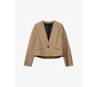 Allsaints Womens Allsaints Poppy V-Neck Single-Breasted Stretch Wool-Blend Blazer Sand Brown 8