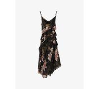 Allsaints Womens Allsaints Ruth Floral-Print Chiffon Midi Dress Crystal Black 6