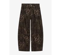 Allsaints Womens Allsaints Sadie Leopard-Print Barrel-Leg Denim Jeans Leppo Brown 28