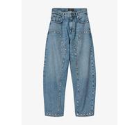 Allsaints Womens Allsaints Sadie Stud Barrel-Leg Stretch-Denim Jeans Light Indigo 26