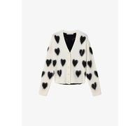 Allsaints Womens Allsaints Scatter Heart Wool and Alpaca-Blend Cardigan Chalk White/Bl L
