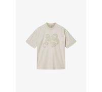 Allsaints Womens Allsaints Snarl Etta Logo-Embroidered Cotton T-Shirt Mallow White M