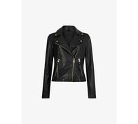 Allsaints Womens Black Balfern Gold-tone Leather Biker Jacket 8