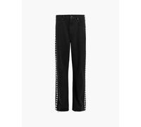 Allsaints Womens Black Blake Stud-embellished Wide-leg High-rise Denim Jeans 26