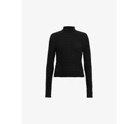 Allsaints Womens Black Connie Francesco Long-sleeve Crinkle Stretch-cotton Top Xs