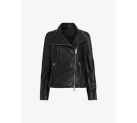 Allsaints Womens Black Ellis Funnel-neck Leather Biker Jacket 12