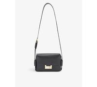 Allsaints Womens Black Frankie Logo-embossed Leather Cross-body Bag 13x18.5x6cm