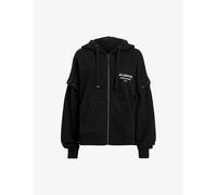 Allsaints Womens Black Omnium Amphia Logo-print Organic Cotton-jersey Hoody Xs