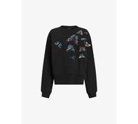 Allsaints Womens Black Pippa Diana Butterfly-embellished Organic-cotton Sweatshirt S