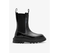 Allsaints Womens Black Shine Alex Chunky-sole Leather Ankle Boots Eur 41 / 8 Uk Women