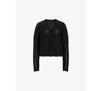 Allsaints Womens Black Vivian Open-weave Stretch-knit Cardigan S