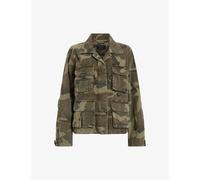 Allsaints Womens Camo Green Elm Camo-print Relaxed-fit Organic-cotton Jacket 6