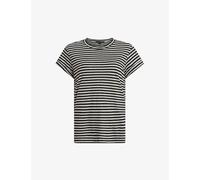 Allsaints Womens Chalk/ink Anna Striped Regular-fit Cotton-blend T-shirt 14