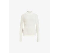 Allsaints Womens Chalk White Connie Francesco Long-sleeve Crinkle Stretch-cotton Top M