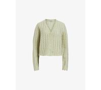 Allsaints Womens Earth Green Vivian Open-weave Stretch-knit Cardigan S