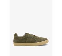 Allsaints Womens Khaki Green Jaimee Logo-embossed Suede Low-top Trainers Eur 37 / 4 Uk Women
