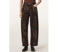 AllSaints Womens Sadie Leopard Print High Rise Barrel Jeans, Brown, Size 26, Women Brown