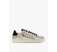 Allsaints Womens Silver Shana Metallic Leather Trainers Eur 36 / 3 Uk Women