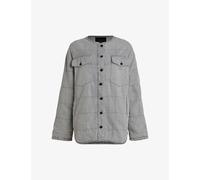 Allsaints Womens Stone Grey Clark Patch-pocket Quilted Denim Liner Jacket 12