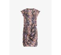Allsaints Womens Tan Brown Hali Tahoe Snake-print Woven Mini Dress 8