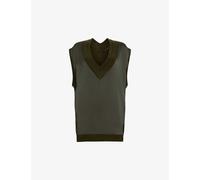 Allsaints Womens Tarmac Green Bern V-neck Relaxed-fit Woven Tank M