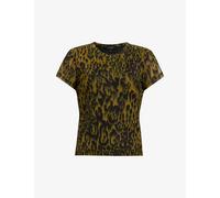 Allsaints Womens Teresa Khaki G Ellie Animal-print Short-sleeve Stretch-mesh T-shirt 14