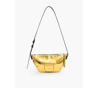 Allsaints Womens Warm Gold Madea Mini Logo-embossed Metallic Leather Cross-body Bag 1 Size