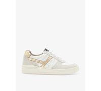 Allsaints Womens White/gold Valentina Logo-embossed Leather and Suede Low-top Trainers Eur 40 / 7 Uk Women