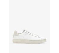 Allsaints Womens White Shana Logo-print Leather Low-top Trainers Eur 40 / 7 Uk Women