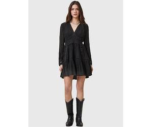 AllSaints Xanthe Long Sleeve Mini Dress, Black, Size 12, Women Black