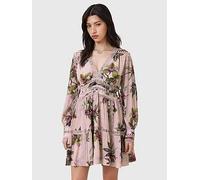 AllSaints Xanthe Long Sleeve Mini Dress - Pink, Pink, Size 12, Women Pink