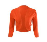 Allsense Women’s Bolero Shrug for Dresses, 3/4 Sleeve Open Front Cropped Cardigan Sweater, Lightweight Knit Formal Cover Up, Orange, XXL