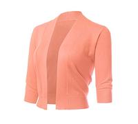Allsense Women's 3/4 Sleeve Cropped Cardigan | Classic Open Front Lightweight Soft Fine Knit Bolero