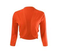 Allsense Women's 3/4 Sleeve V-Neck Cropped Bolero Shrug Cardigan, Orange, L