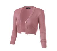 Allsense Women's Cropped Bolero Shrug Cardigan, Dusty Pink, M