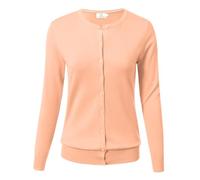 Allsense Women's Long-Sleeve Lightweight Crewneck Cardigan Sweater | Classic Button Down Sweater, Soft Fine Knit, Lightweight
