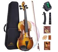 ALLSET 1/2 Full Size Acoustic Violin Kit for Beginners | Polywood Glossy Handmade Violin with Hard Case, Bow, Rosin, Shoulder Rest, Tuner & Extra Strings | Violin for Kids adults | Sunburst
