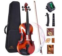 ALLSET 3/4 Full Size Acoustic Violin Kit for Beginners | Polywood Handmade Violin with Hard Case, Bow, Rosin, Shoulder Rest, Tuner & Extra Strings | Violin for Kids adults | Glossy Red
