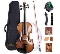 Allset 4/4 Full Size Acoustic Violin Kit for Beginners | Solid Wood Handmade Violin with Hard Case, Bow, Rosin, Shoulder Rest, Tuner & Extra Strings | Beginner Violin for Kids adults | Brown