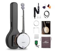 ALLSET 5 String Electric Banjo, Full Size 38 inch Geared 5th Tuner | Remo Head & Mahogany Body | Complete Starter Kit + Gig Bag/Tuner | Best Gift for Adult & Teen Beginners